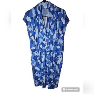 Negative women's blue camouflage sleeveless wrap front dress size XL